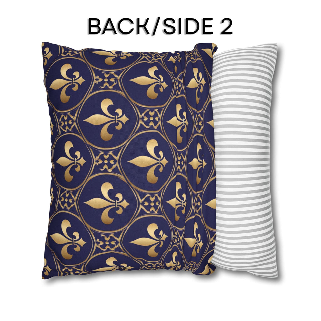 Blue Fleur de Lys Pillow Cover: Royal Gold French Heraldic Pattern