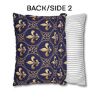 Blue Fleur de Lys Pillow Cover: Royal Gold French Heraldic Pattern