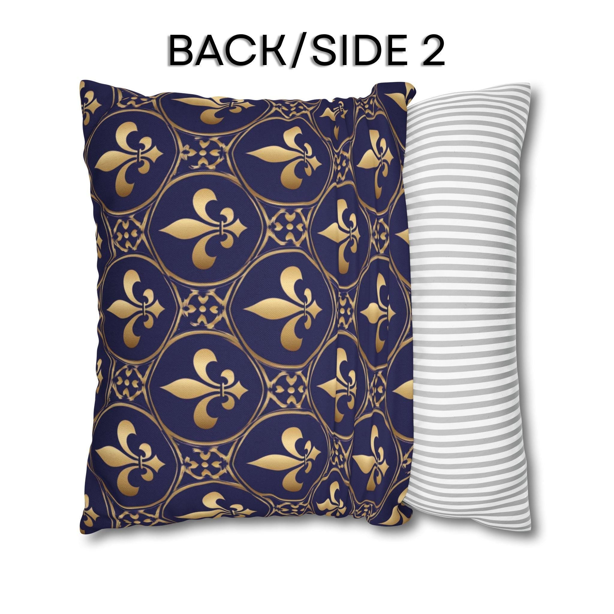 Blue Fleur de Lys Pillow Cover: Royal Gold French Heraldic Pattern