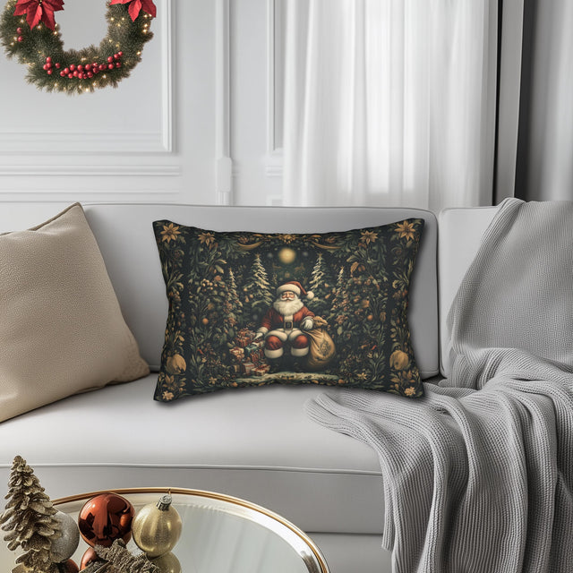 William Morris Santa Claus Lumbar Pillow: Vintage Style Christmas Decor
