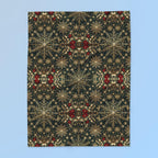 Elegant Golden Snowflake Poinsettia Fleece Blanket: Christmas Decor & Cozy Winter Gift