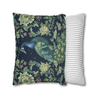 Peacock and Floral Pillow Cover | Elegant Navy Blue Background | Nature-Inspired Home Decor