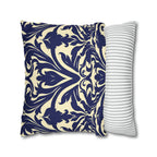 Art Nouveau Floral Pillow Cover, Deep Blue on Off-White