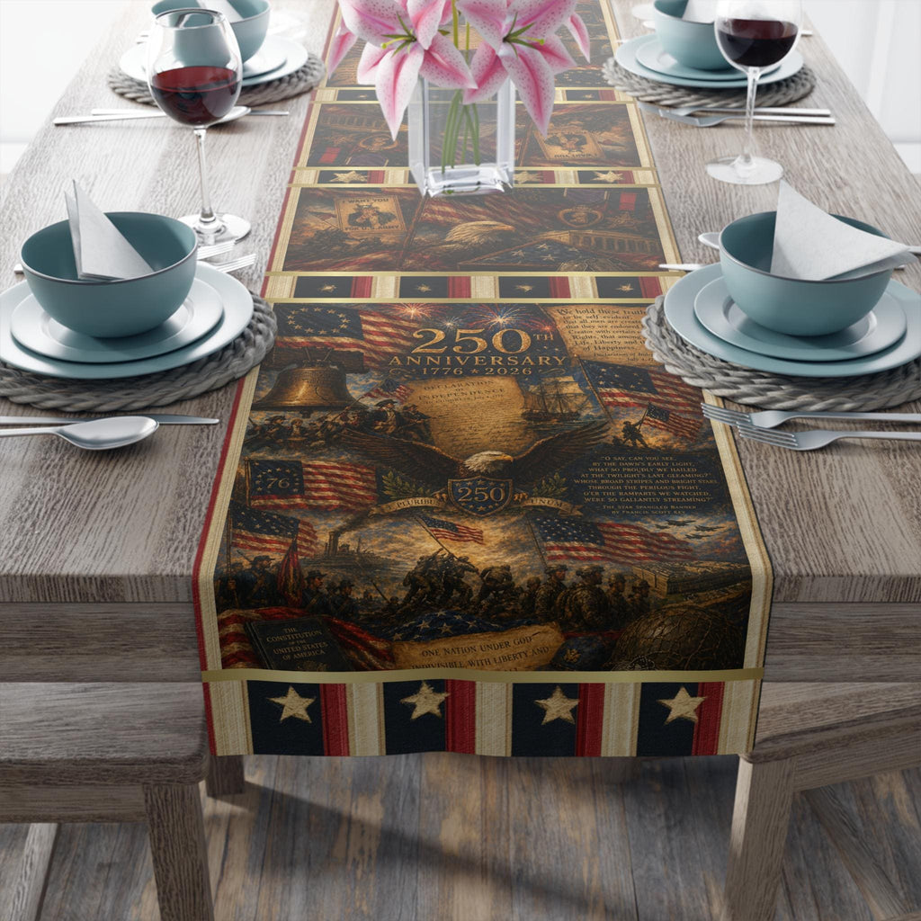 Patriotic Table Runner: US 250th Anniversary Tribute to Democracy