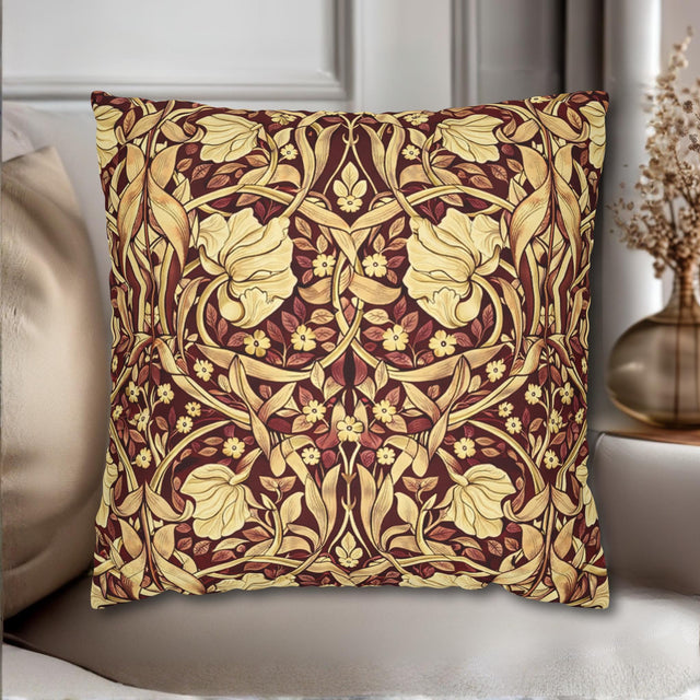 William Morris Pillow Cover: Burgundy Champagne Vintage Pimpernel Reconstructed