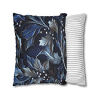 Elegant Silver & Blue Holly Leaf Christmas Pillow Cover - Moody Contemporary Holiday Decor