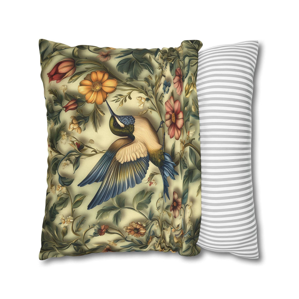 William Morris Hummingbird Pillow Cover: Vintage Garden Inspired Arts and Crafts Floral Accent