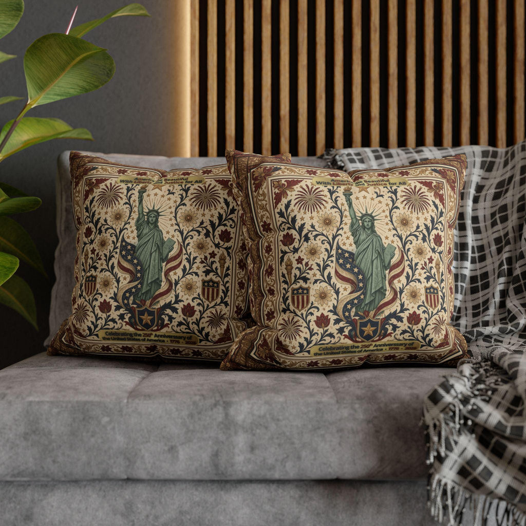 Patriotic Statue of Liberty Pillow Cover: Americana Heritage Design