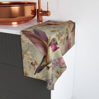 Hummingbird Hand Towel: William Morris Style Floral Bathroom Decor