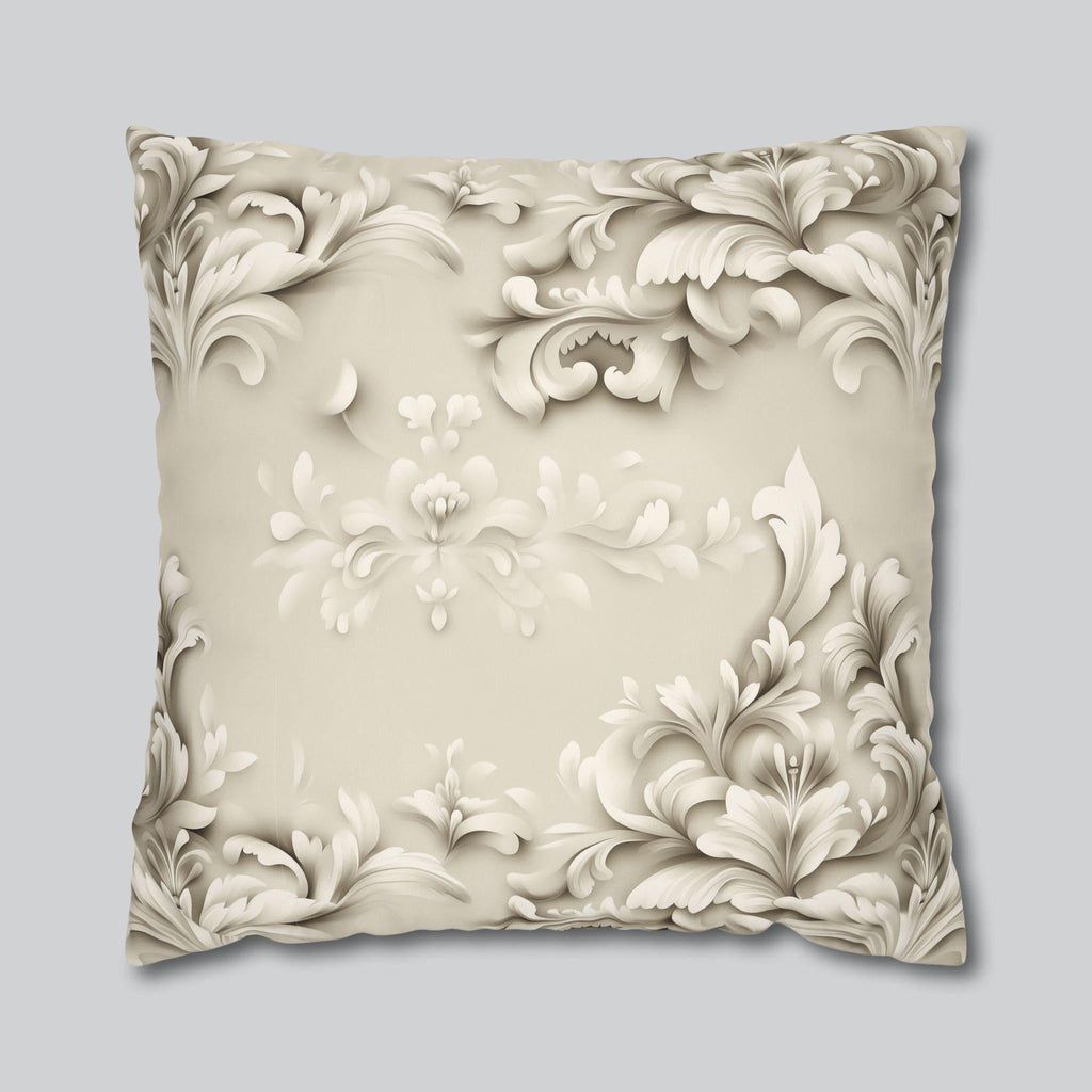 Floral Scrollwork Pillow Cover, Cream Beige Tones, Elegant Home Decor