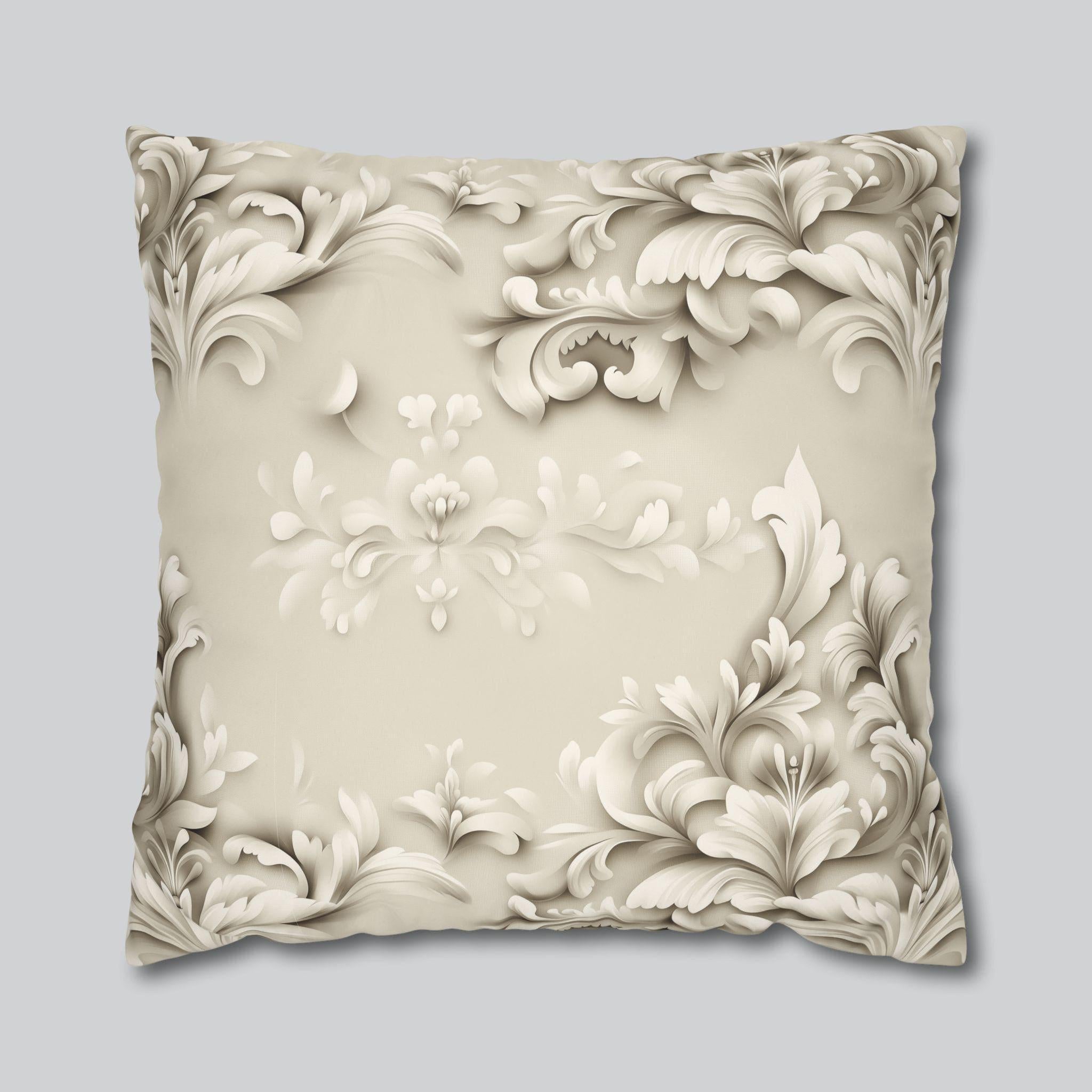 Floral Scrollwork Pillow Cover, Cream Beige Tones, Elegant Home Decor