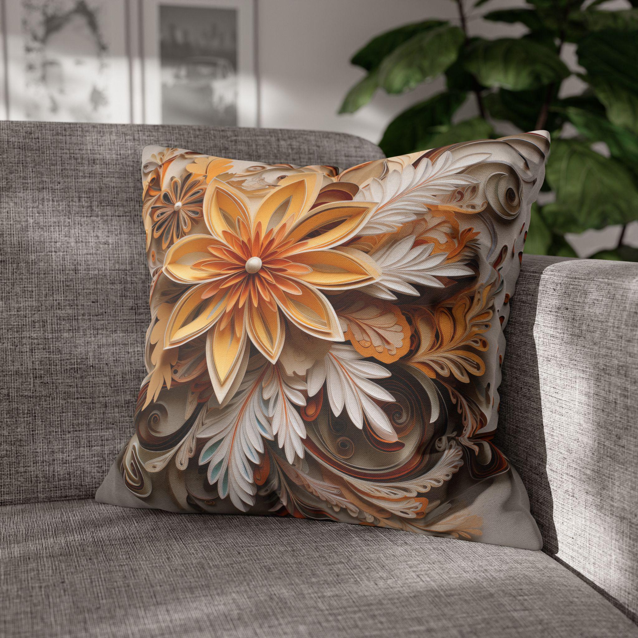 Autumn Chrysanthemum Pillow Cover, Fall Floral Accent Cushion