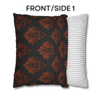 Halloween Damask Pillow Cover: Hidden Skulls in Black and Burnt Orange