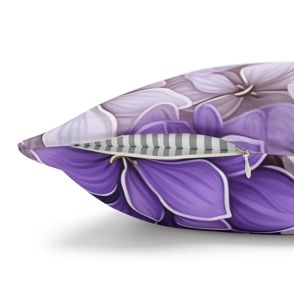 Elegant Purple & White Hydrangea Throw Pillow Cover - Floral Home Decor Accent