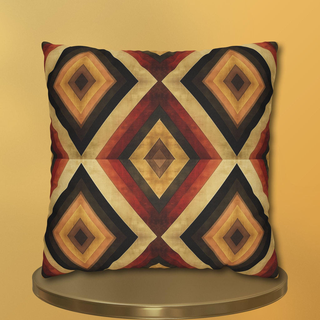 Southwestern Geometric Pillow Cover - Warm Tones, Layered Diamond Pattern