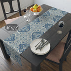 Toile Table Runner: Blue and Cream Botanical Dining Decor