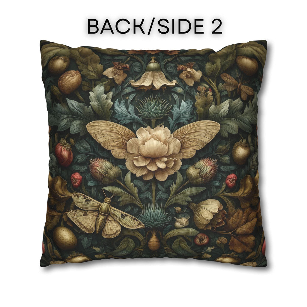 Midnight Morris Moody Pillow Cover: Arts and Crafts Moth Botanical Decor