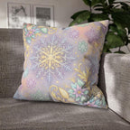 Pastel Snowflake Pillow Cover: Coquette Christmas Decor, Dreamy Lilac Mint Winter