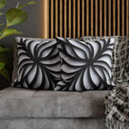 Abstract Floral Pillow Cover, Black and White Geometric Cushion