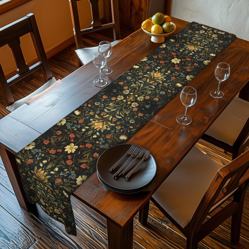William Morris inspired Table Runner: Vintage Style Moody Blooms