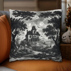 Halloween Toile Pillow Cover: Black and Cream Quietly Spooky Decor