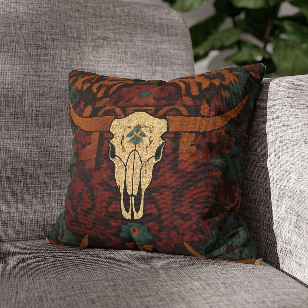 Longhorn Skull Pillow Cover: Southwestern Rustic Ranch Decor