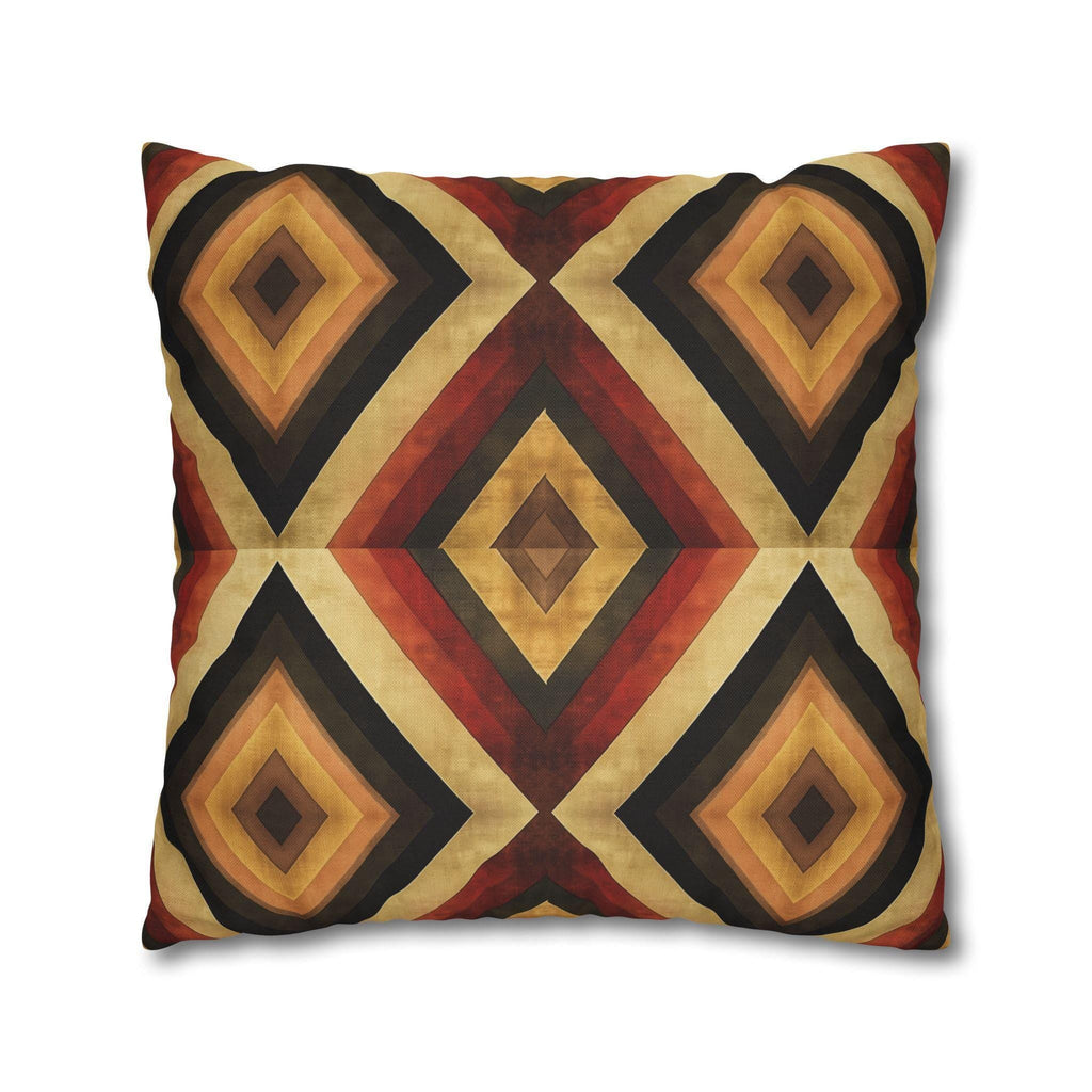Southwestern Geometric Pillow Cover - Warm Tones, Layered Diamond Pattern