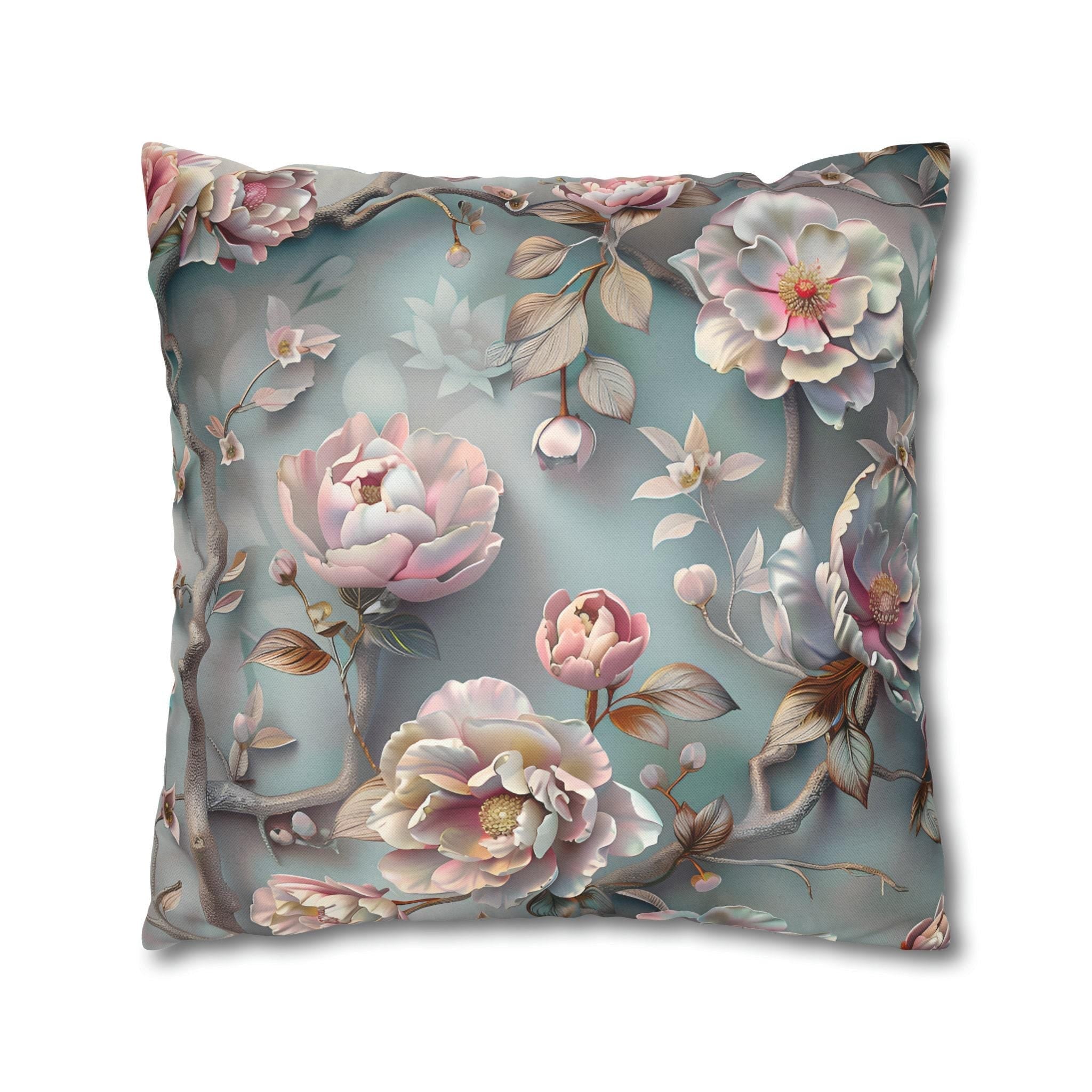 Chinoiserie Peony Pillow Cover: Pink Floral Cushion