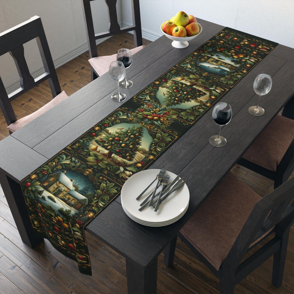 William Morris Christmas Table Runner: Country Farmhouse Winter Harvest
