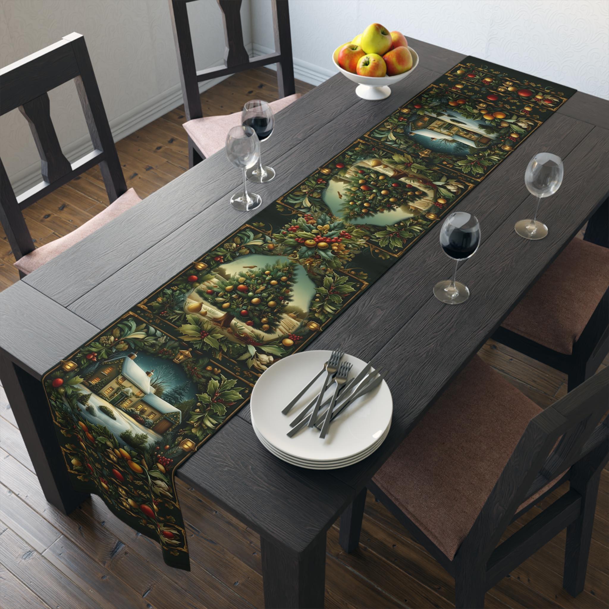 William Morris Christmas Table Runner: Country Farmhouse Winter Harvest