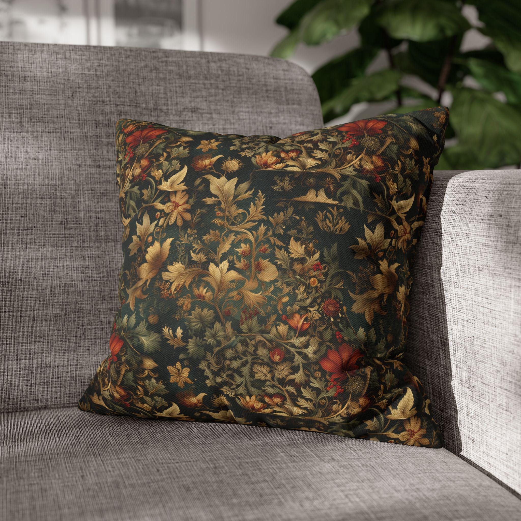 William Morris Inspired Dark Botanical Christmas Pillow Cover: Arts and Crafts Holiday Decor