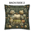 William Morris Inspired Pillow Cover: Vintage Style Autumn Tapestry in Sage and Cream