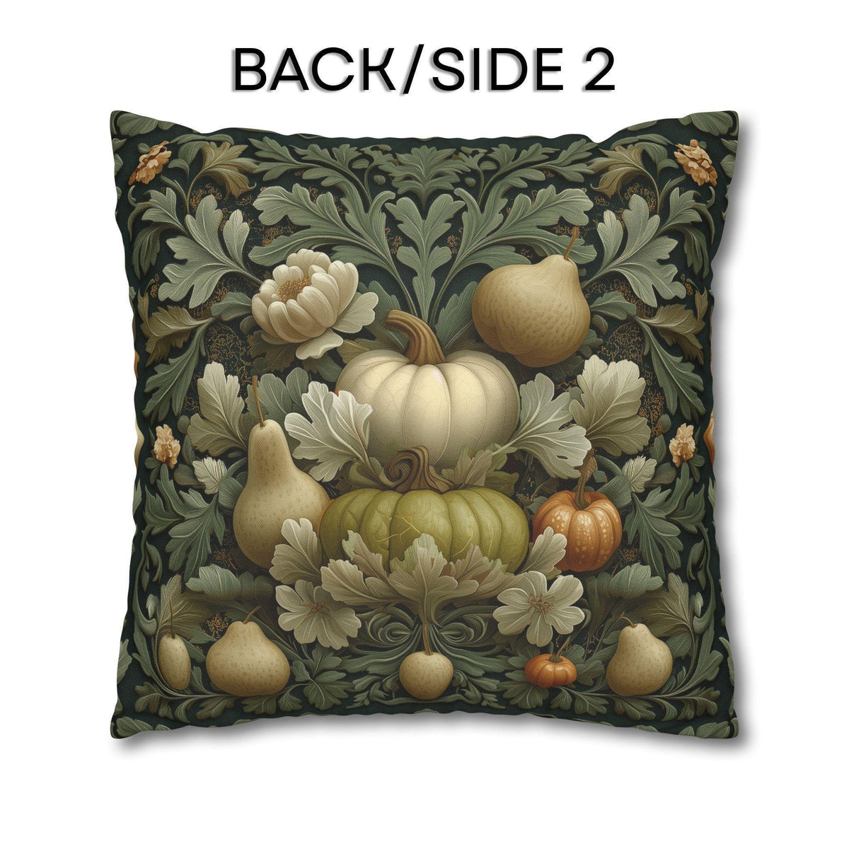 William Morris Inspired Pillow Cover: Vintage Style Autumn Tapestry in Sage and Cream