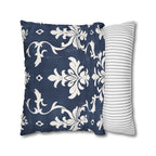 Bold Damask Pattern Pillow Cover, Navy Blue & White Elegant Home Decor