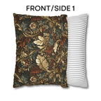 Fall Leaves Pattern Pillow Cover: Vintage Botanical Accent Cushion in Rust, Blue, and Cream