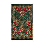 William Morris Christmas Hand Towel: Vintage Style Emerald Green Poinsettia, Golden Snowflake