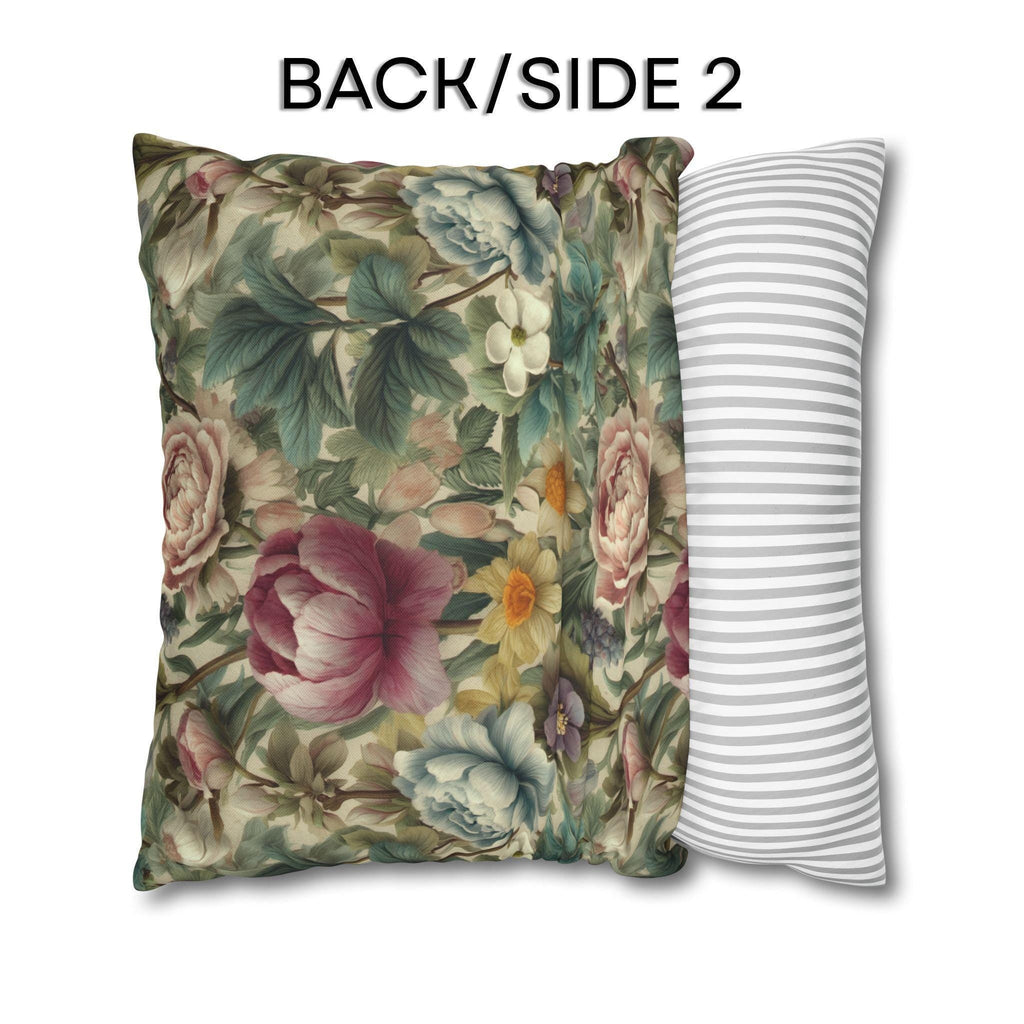 Spring Pastel Watercolor Pillow Cover: Romantic Floral Garden Pink, Blue and Sage