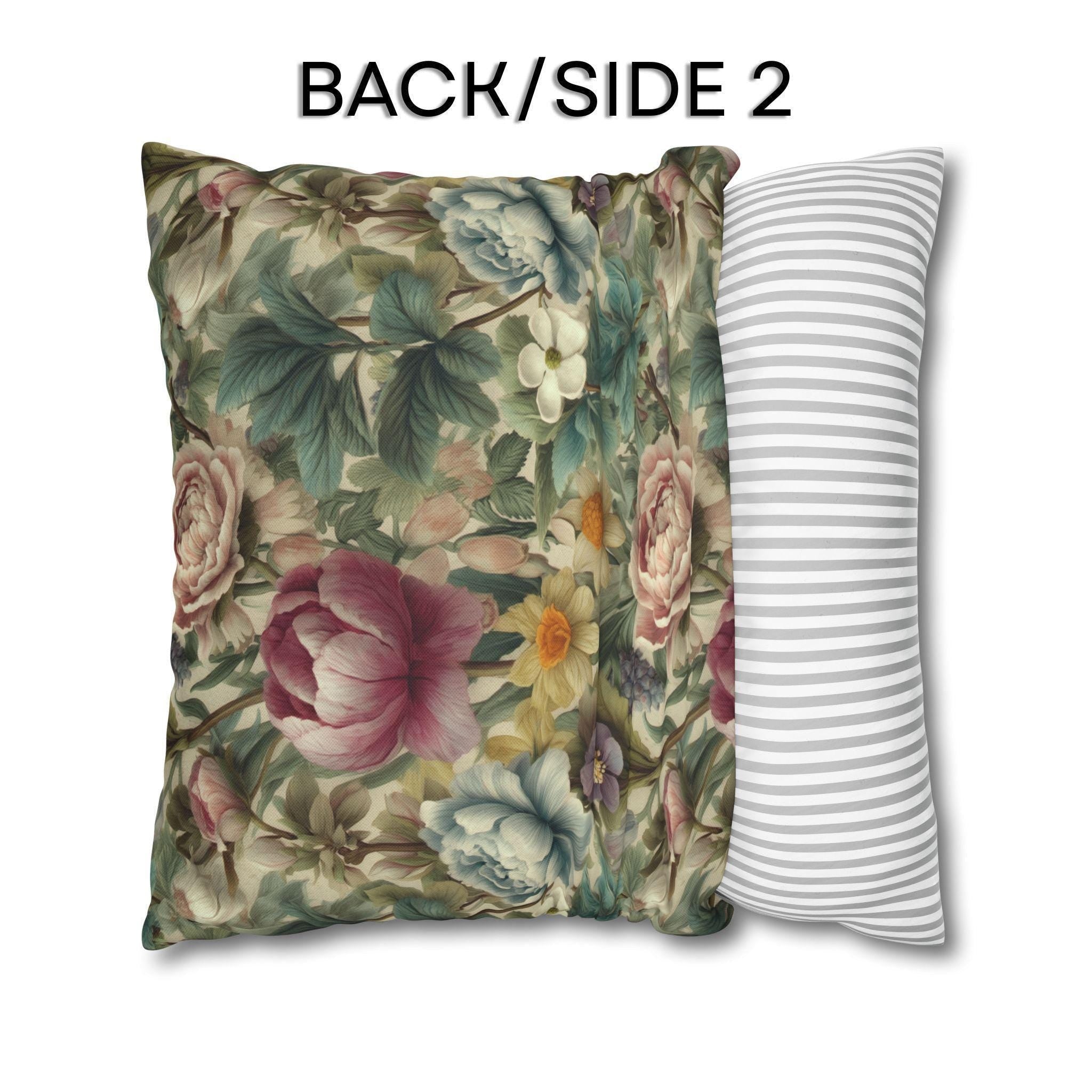 Spring Pastel Watercolor Pillow Cover: Romantic Floral Garden Pink, Blue and Sage