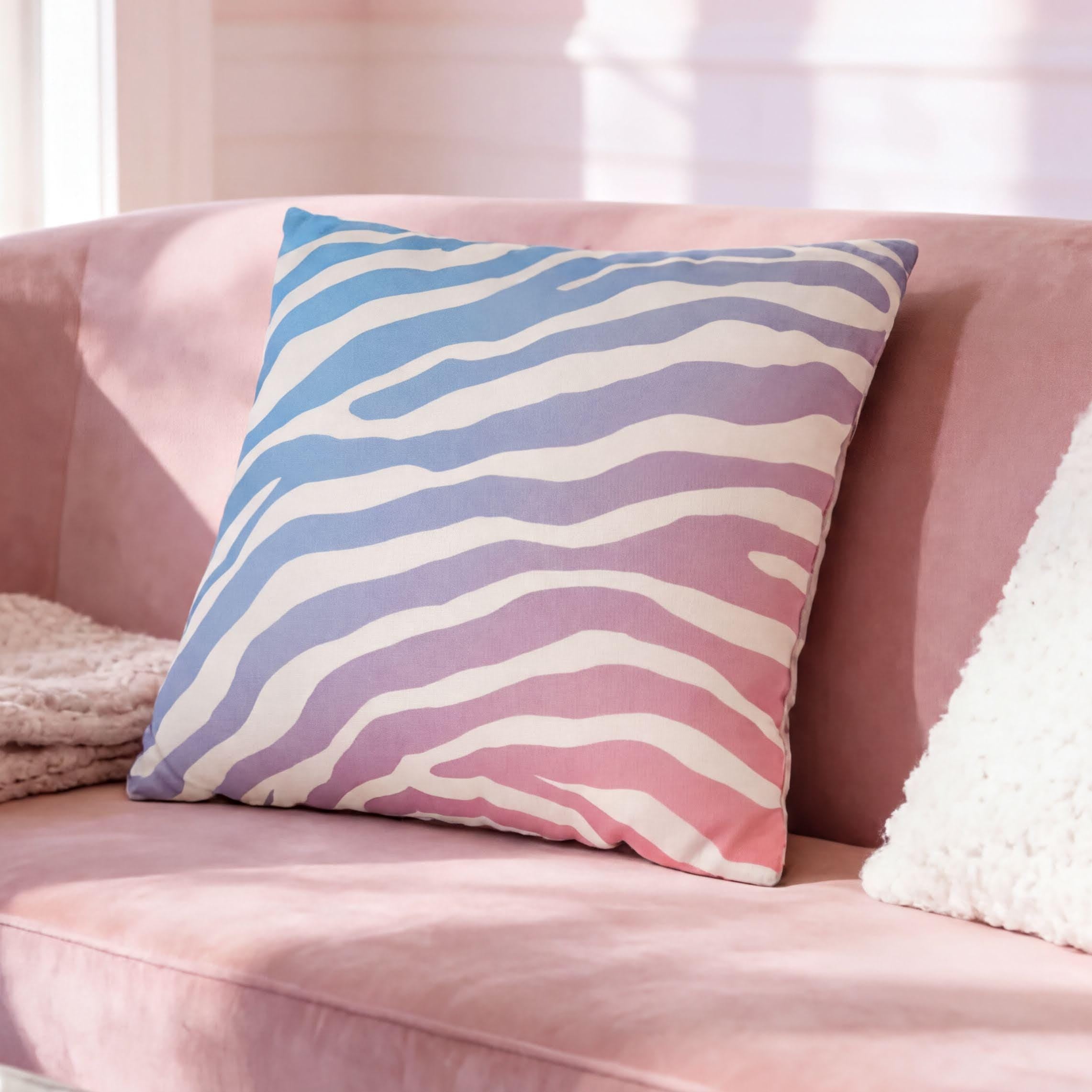 Zebra Stripe Pillow Cover: Cotton Candy Ombre, Pastel Decor