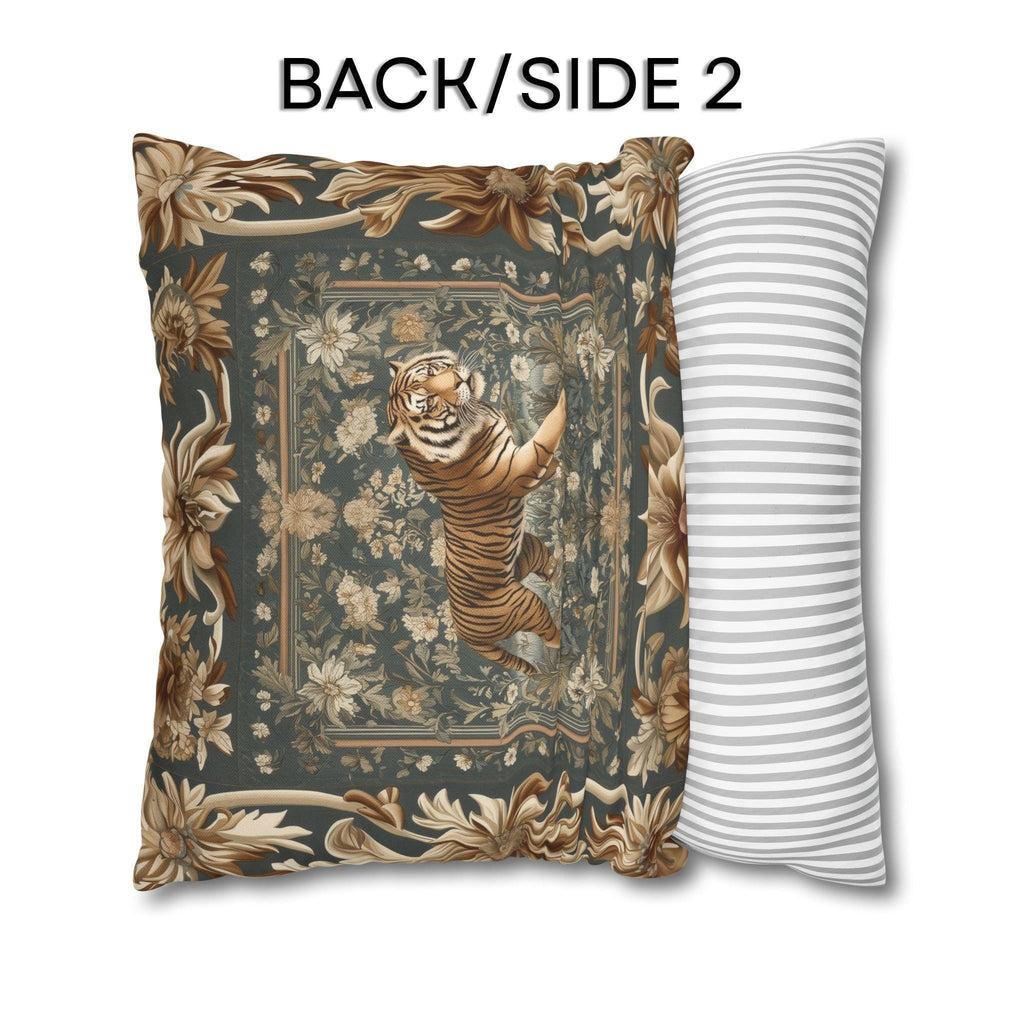 Tibetan Tiger Botanical Tapestry Pillow Cover: William Morris Inspired Garden Art