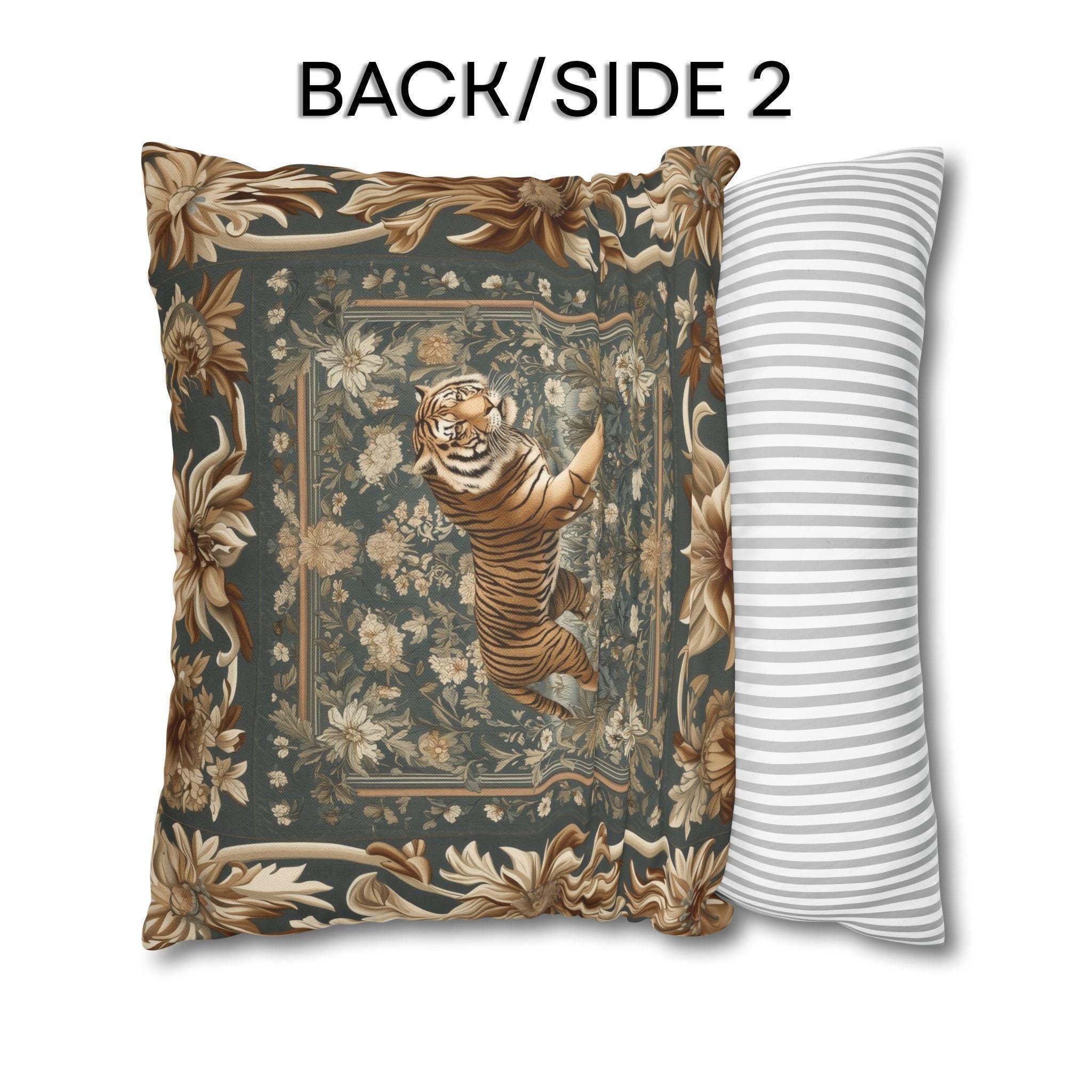 Tibetan Tiger Botanical Tapestry Pillow Cover: William Morris Inspired Garden Art