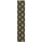 Holiday Poinsettia Table Runner,  Christmas Dining Decor in Red, Green, Gold & Creamy Beige