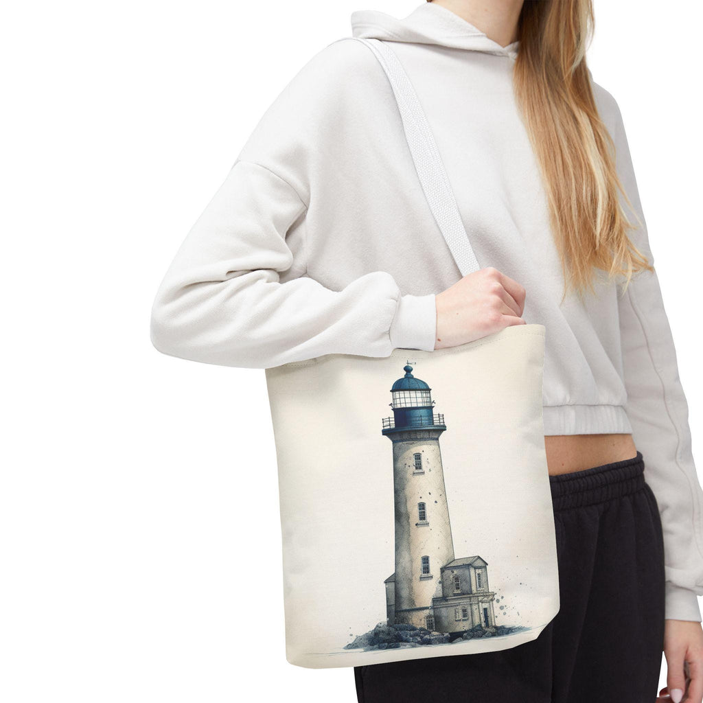 Coastal Lighthouse Tote: Durable Canvas Beach Bag in Blue - Nautical Carryall (S/M/L Available)