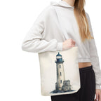 Coastal Lighthouse Tote: Durable Canvas Beach Bag in Blue - Nautical Carryall (S/M/L Available)