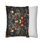 Midnight Holiday Pillow Cover: Morris-Style Christmas Theme in Navy, Gold & Red