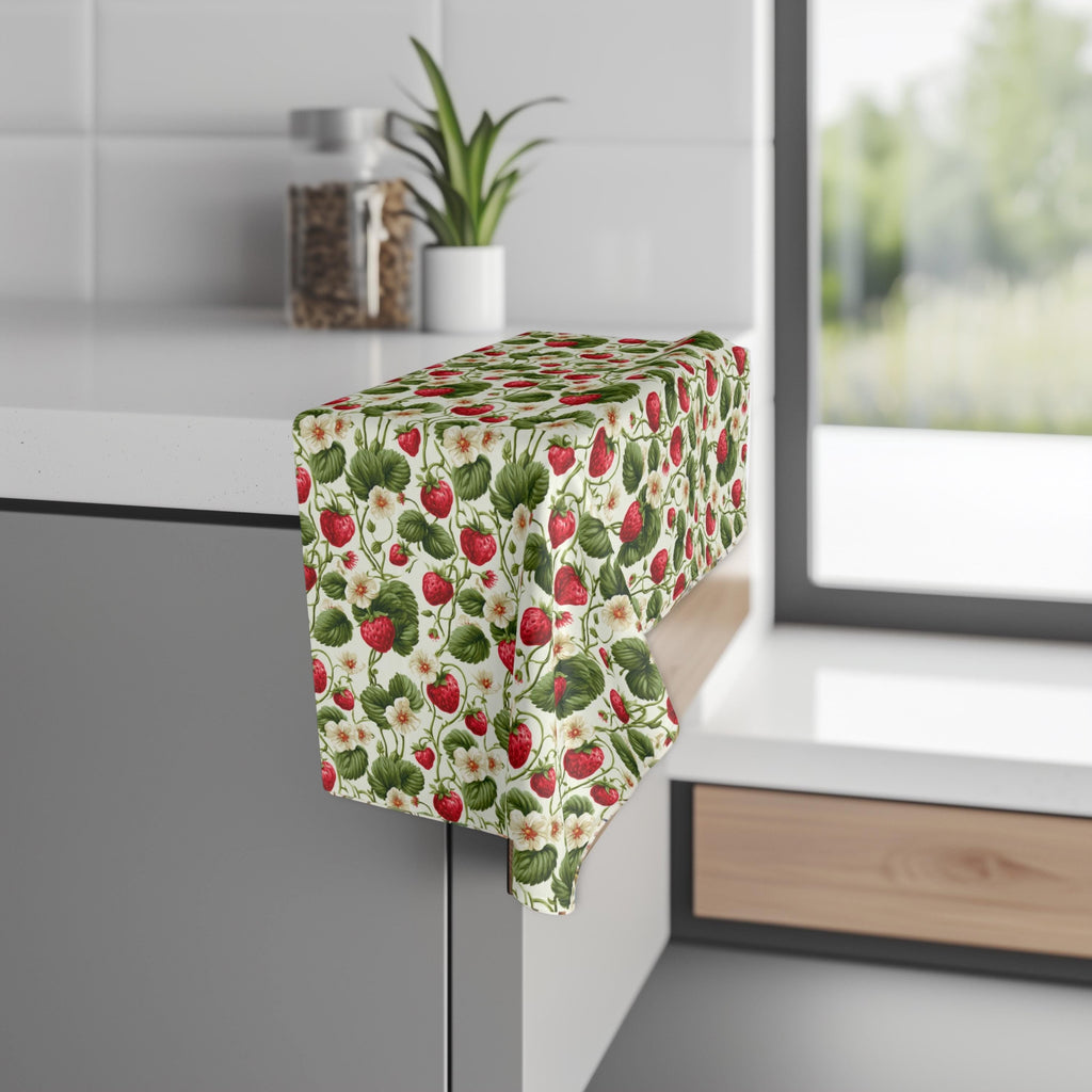 Wild Strawberry  Hand Towel: Botanical Summer Decor for Bath or Kitchen