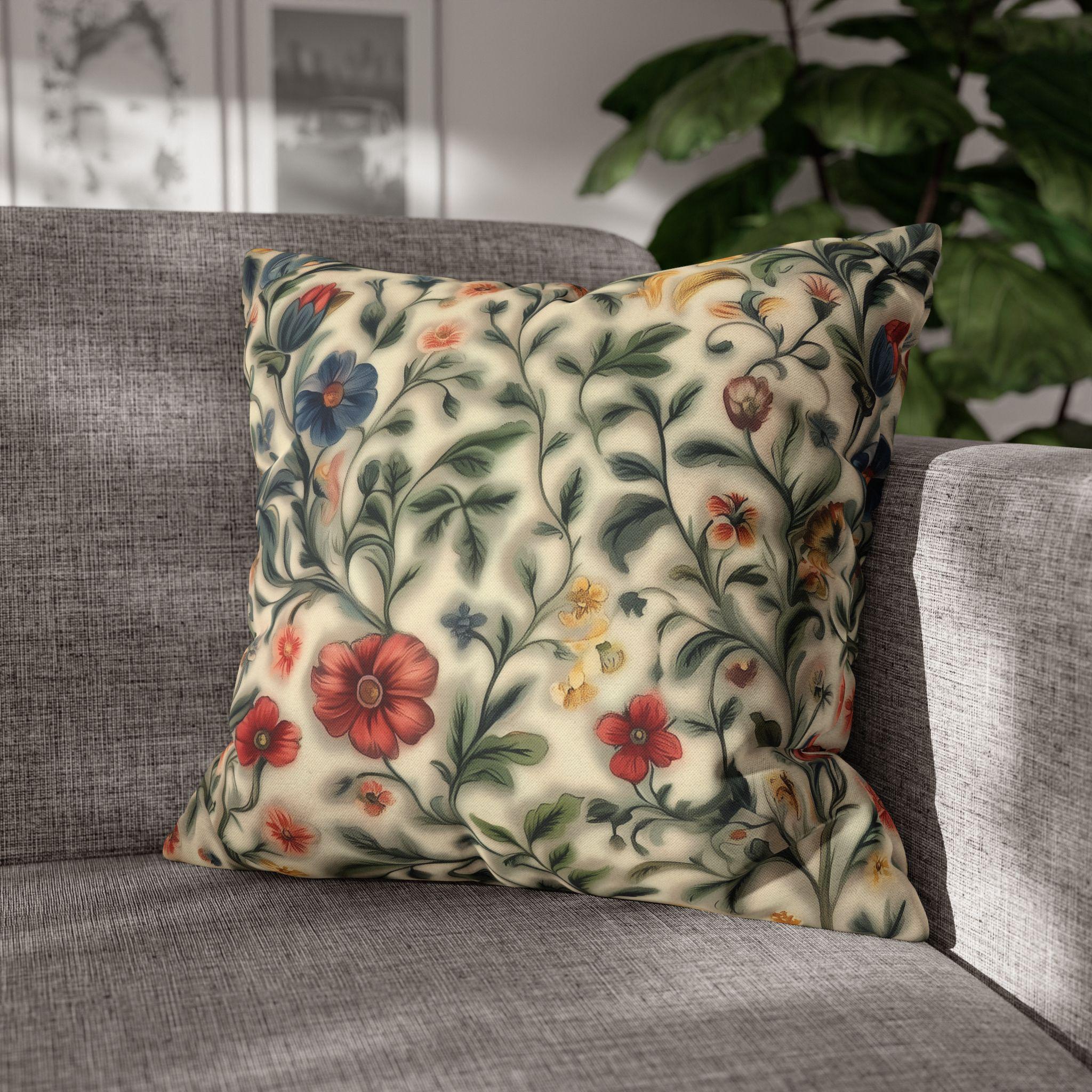 Vintage-Inspired William Morris Botanical Floral Cream Throw Pillow Cover - Soft Garden Cushion