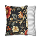 Botanical Autumn Pillow Cover, Vintage Style Floral Design
