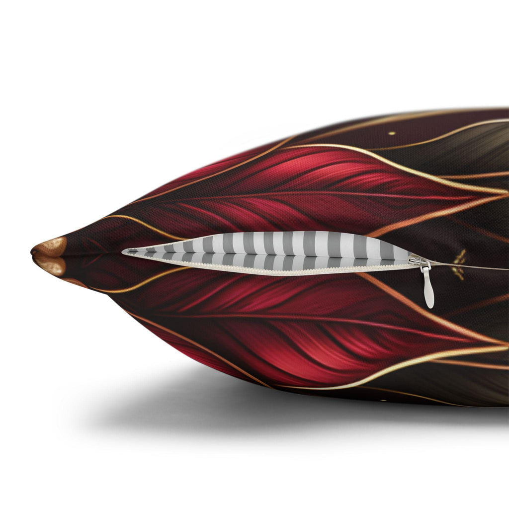 Luxurious Burgundy Poinsettia & Mistletoe Christmas Pillow Cover: Elegant Holiday Decor for Sofa
