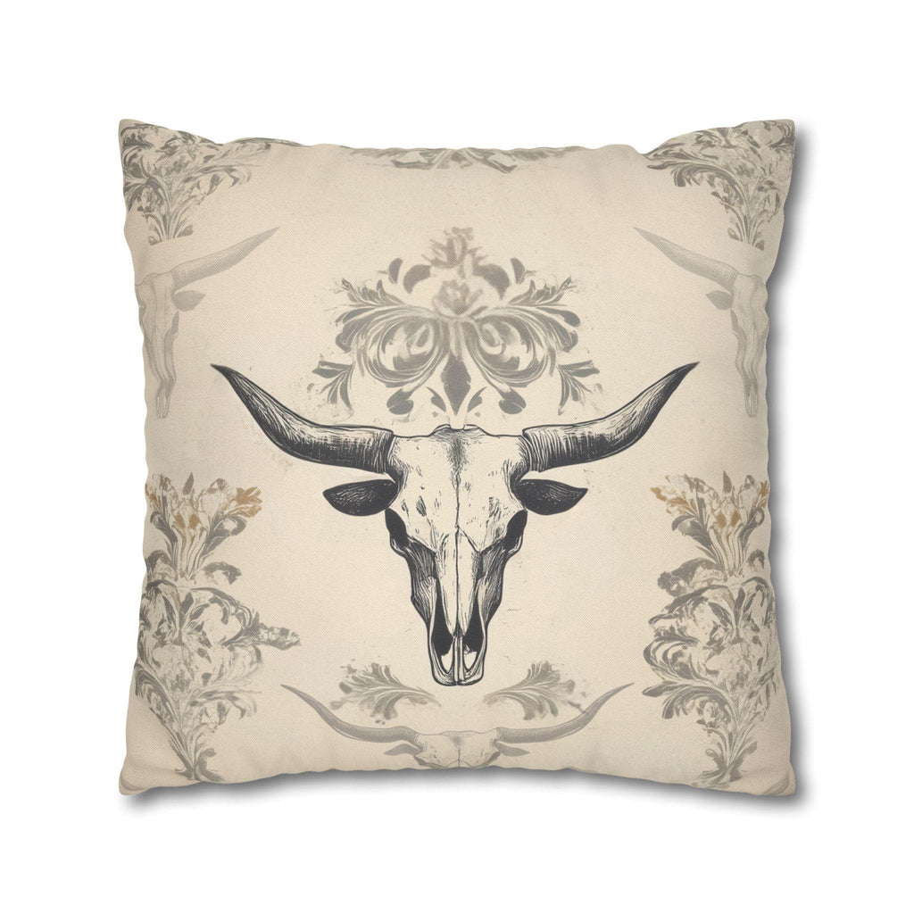 Southwestern Longhorn Skull Pillow Cover: Rustic Western Ranch Decor Accent for Country Living
